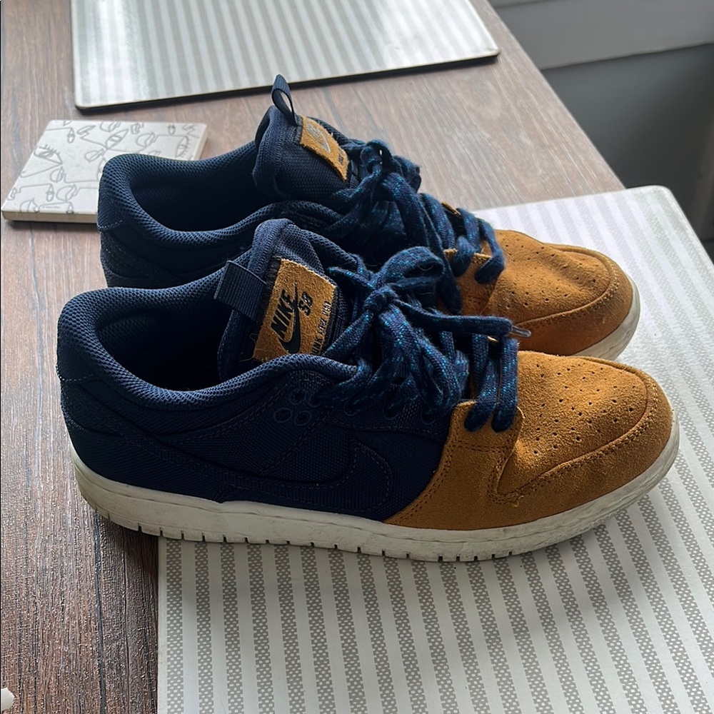 Nike SB Dunk Low Pro Navy and Mustard Sneakers